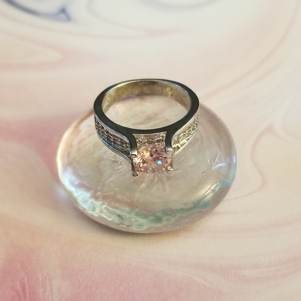 Pink & White Pave Ring